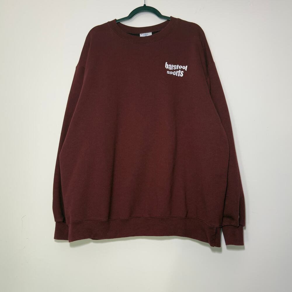 BARSTOOL SPORTS CHAMPION Maroon Embroidered Crew Sweatshirt 
Size 2X XXL